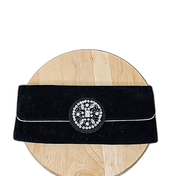 Victoria's Secret Evening Clutch Rhinestones and Silver Sequins Velvet Style - Picture 1 of 4